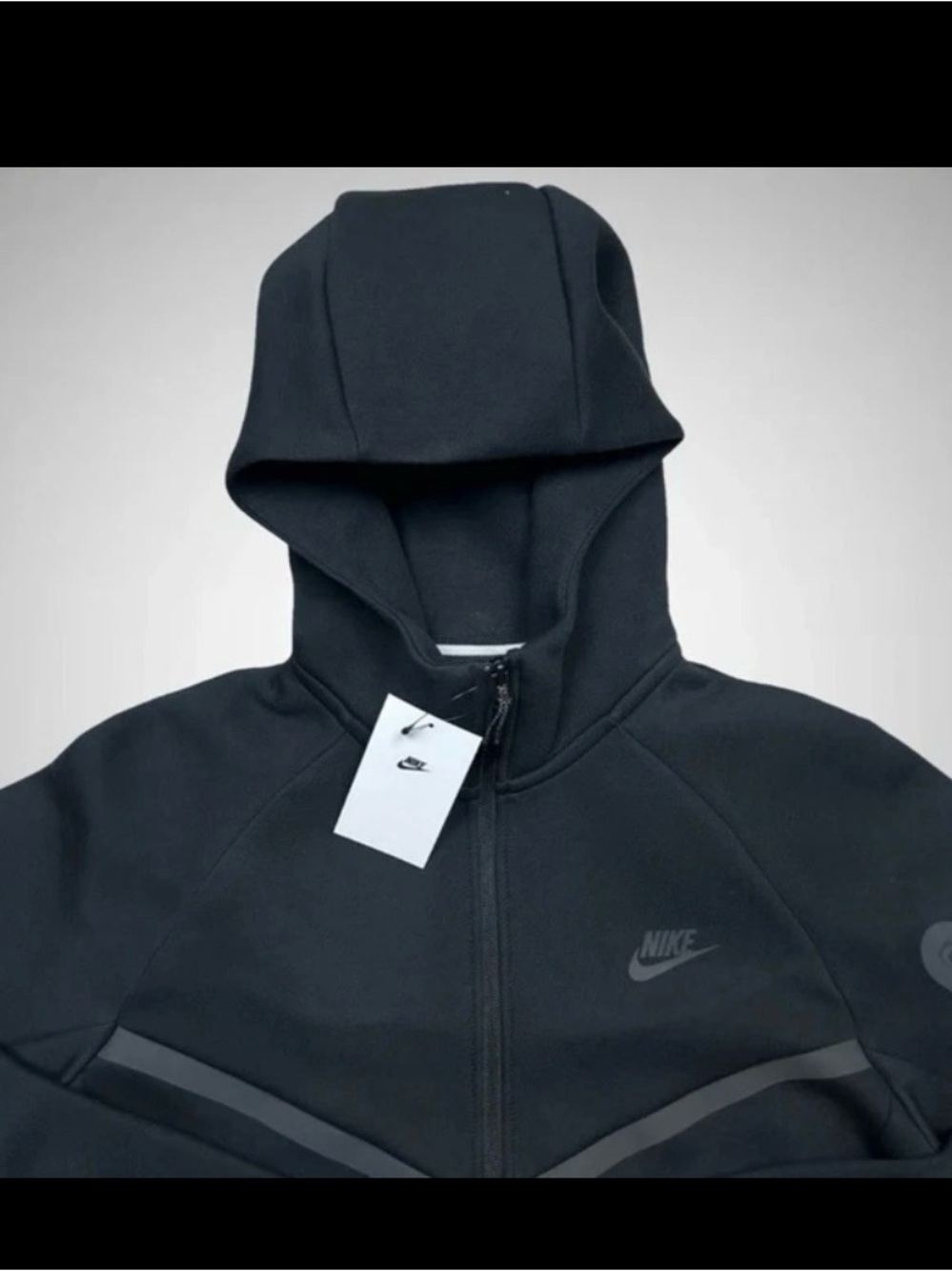 Nike Air Tech Fleece Windrunner Black Hoodie Full Zip Men Sz XL New HV0949-010 - Picture 3 of 5